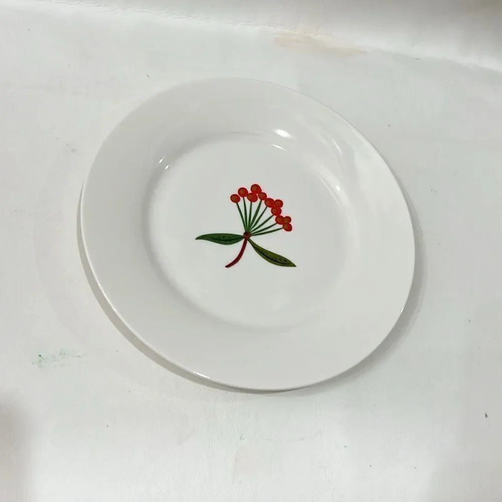 Crate and Barrel Salad Dessert Plates Set of 3 Plates Botanical Plates 7 1/2 In